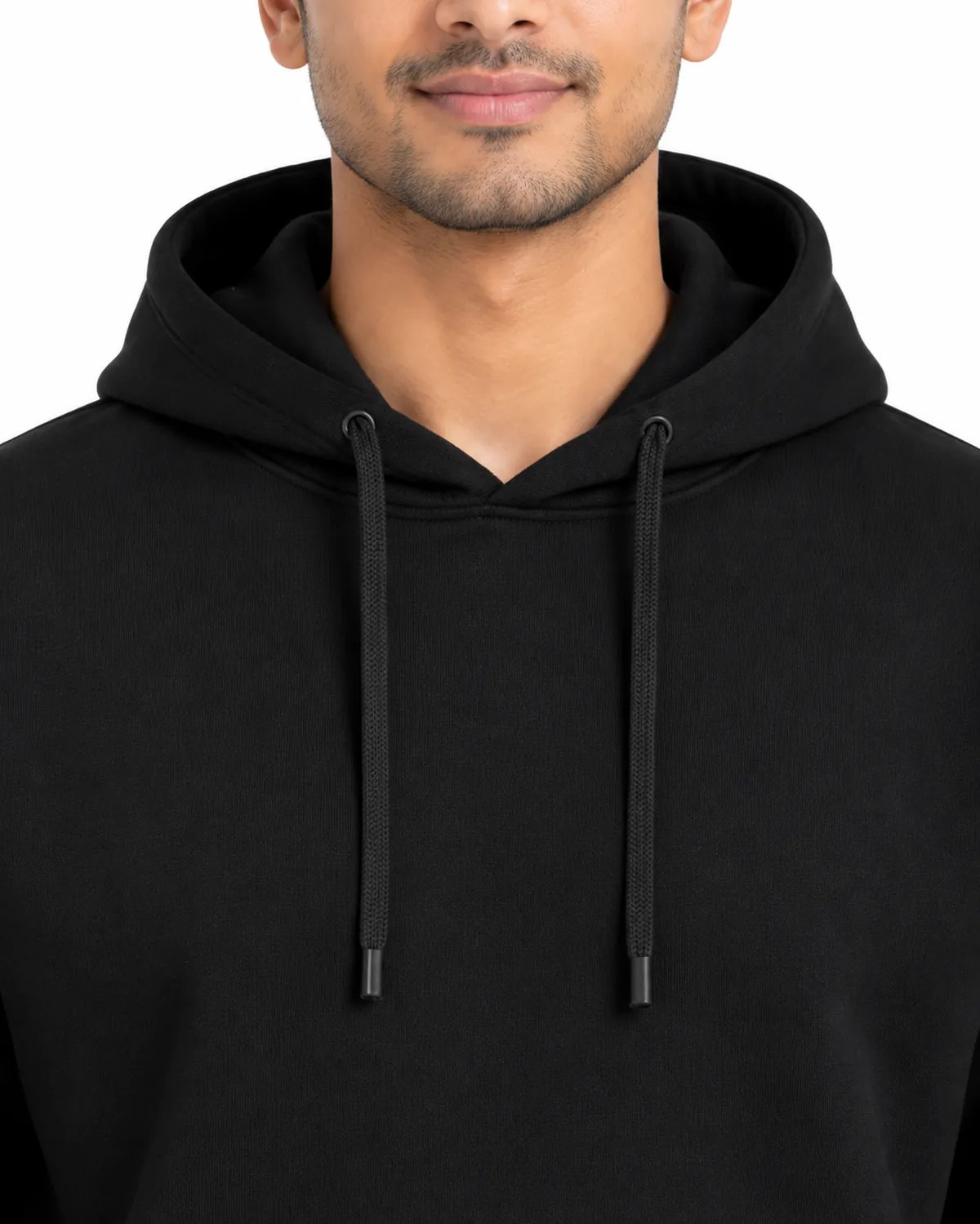Classic Hoodie, Black, men's collar view, Cohorg