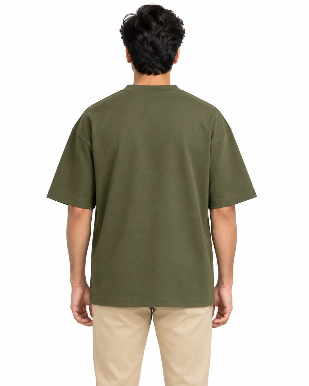 Oversized Comfort Tee, Olive, men's back view, Cohorg