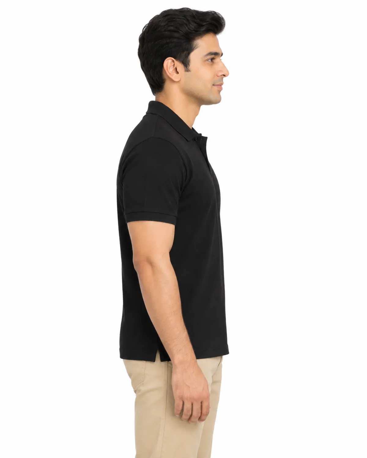 Premium Polo Shirt, Black, men's side view, Cohorg