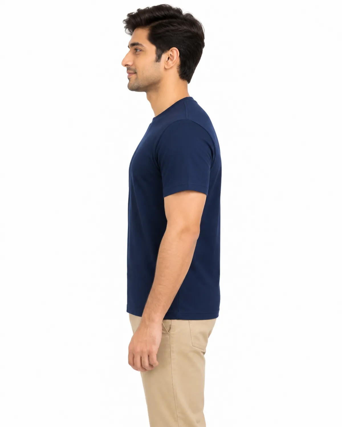 Classic Round Neck T-Shirt, Navy, men's side view, Cohorg