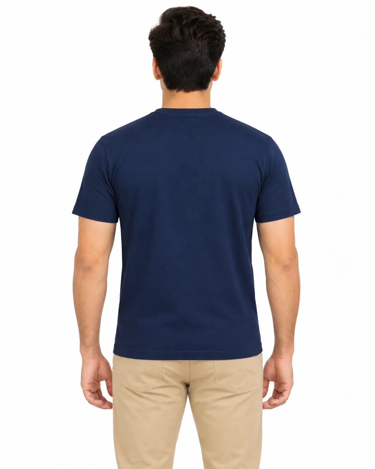 Classic Round Neck T-Shirt, Navy, men's back view, Cohorg