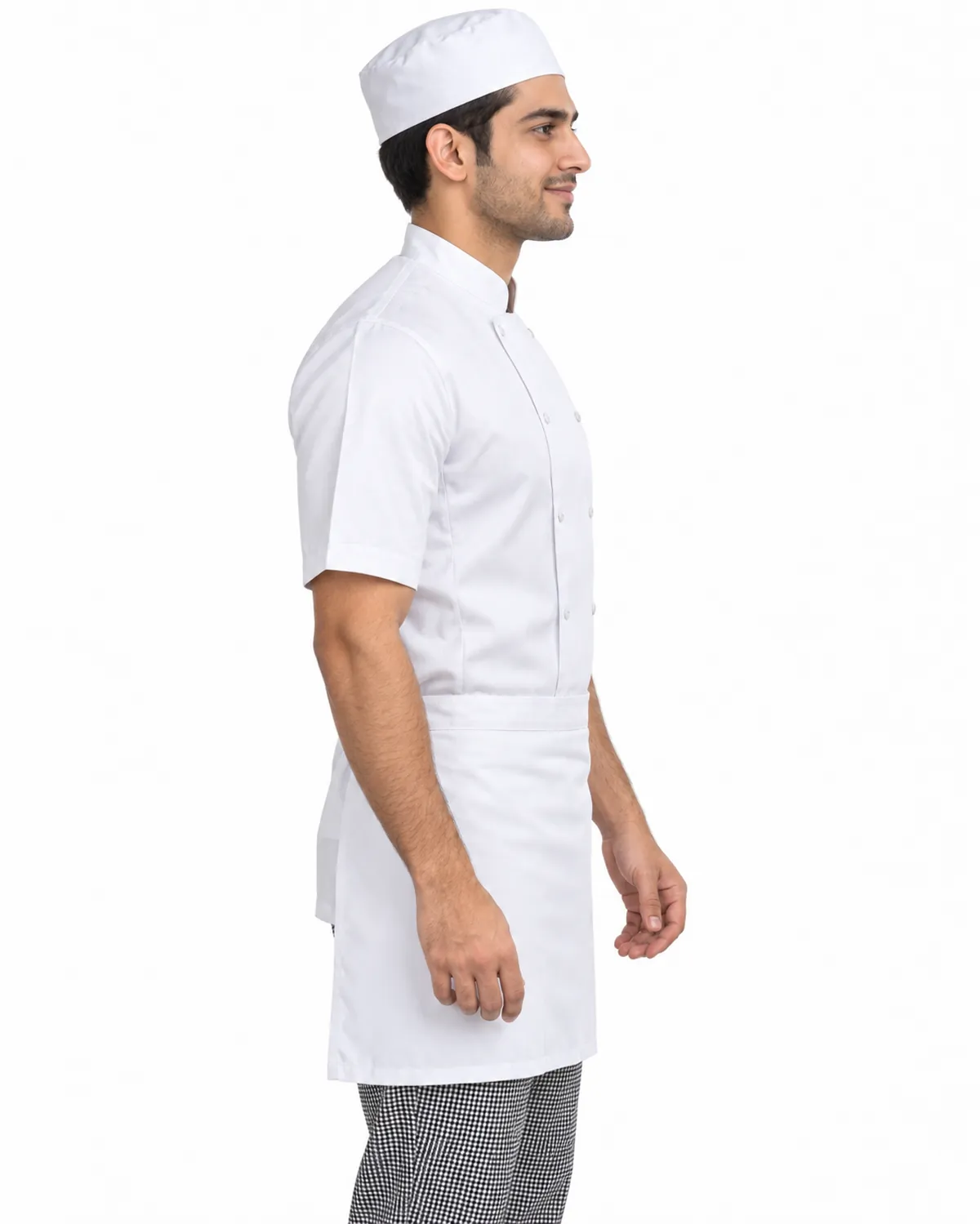 Short-Sleeve Chef Coat uniform, White, men's side view, Cohorg