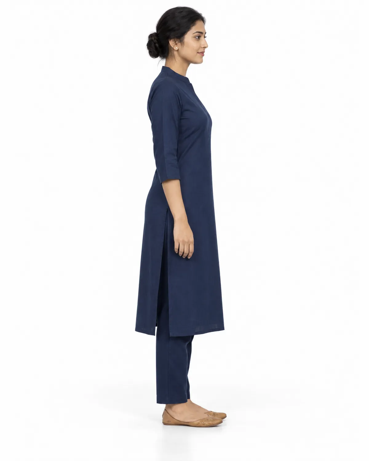Women's Corporate Kurta uniform, Navy, women's side view, Cohorg