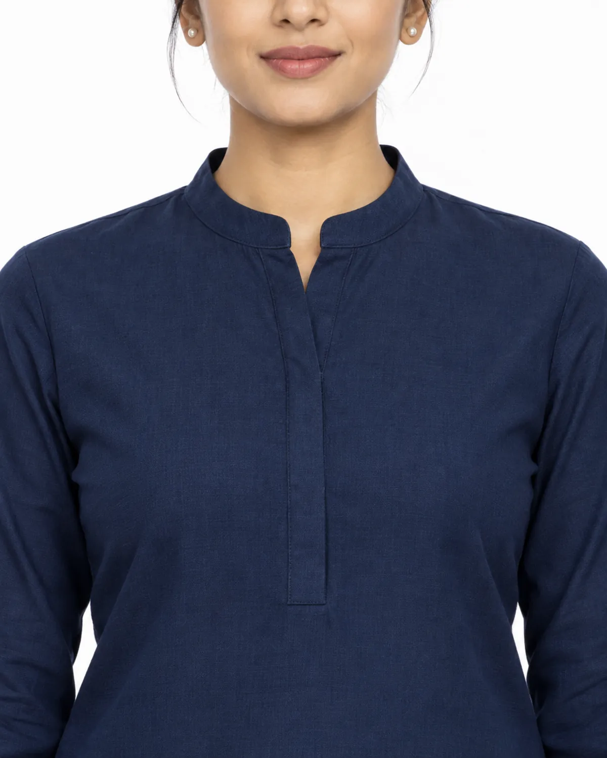 Women's Corporate Kurta uniform, Navy, women's collar view, Cohorg