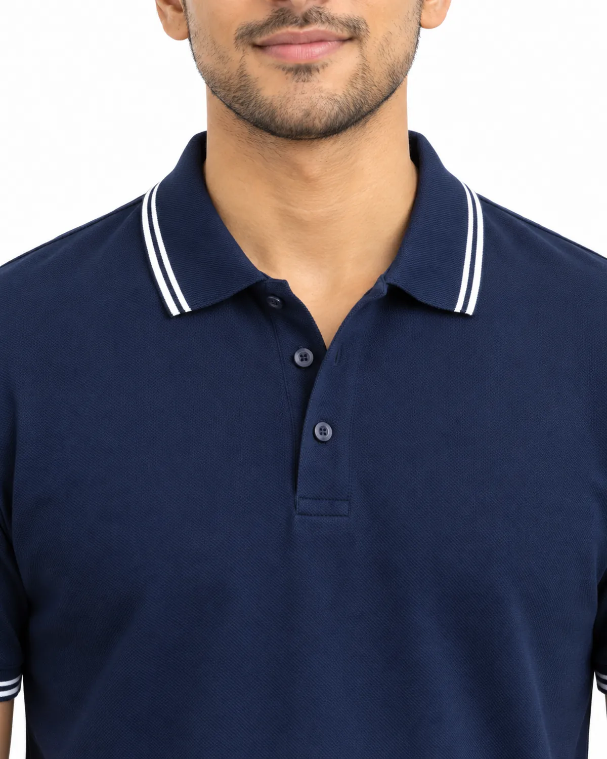 Corporate Polo uniform, Navy, men's collar view, Cohorg