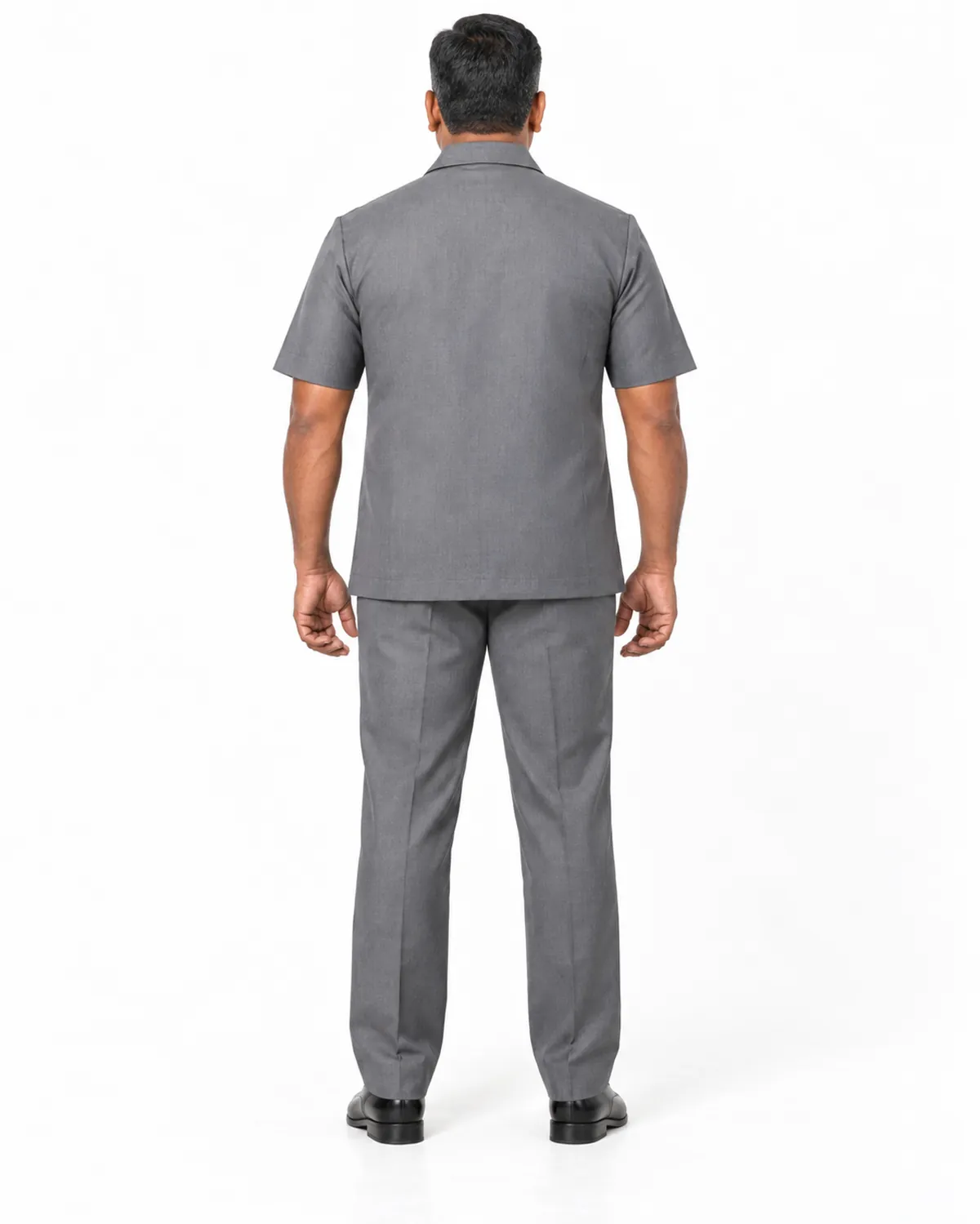 Chauffeur Safari Suit uniform, Steel Grey, men's back view, Cohorg
