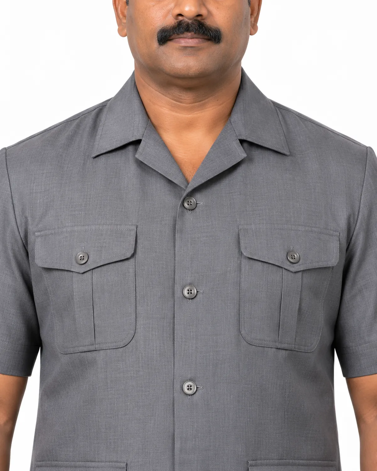 Chauffeur Safari Suit uniform, Steel Grey, men's collar view, Cohorg