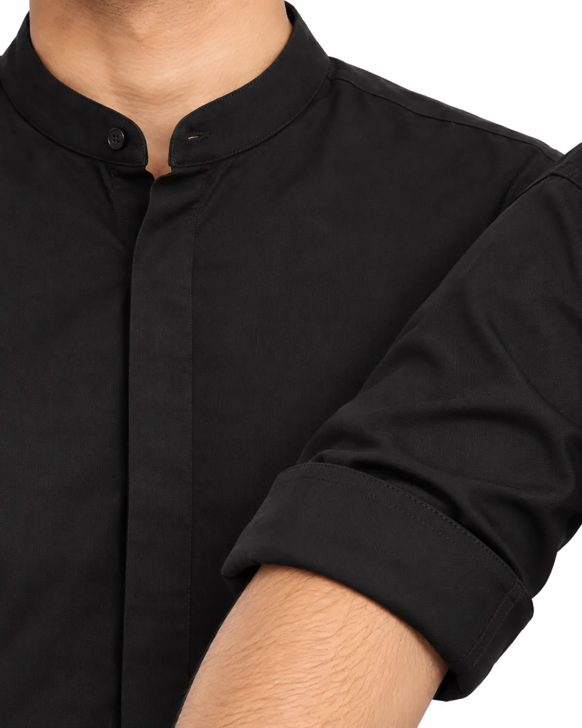 Mandarin Service Shirt uniform, Black, men's feature view, Cohorg