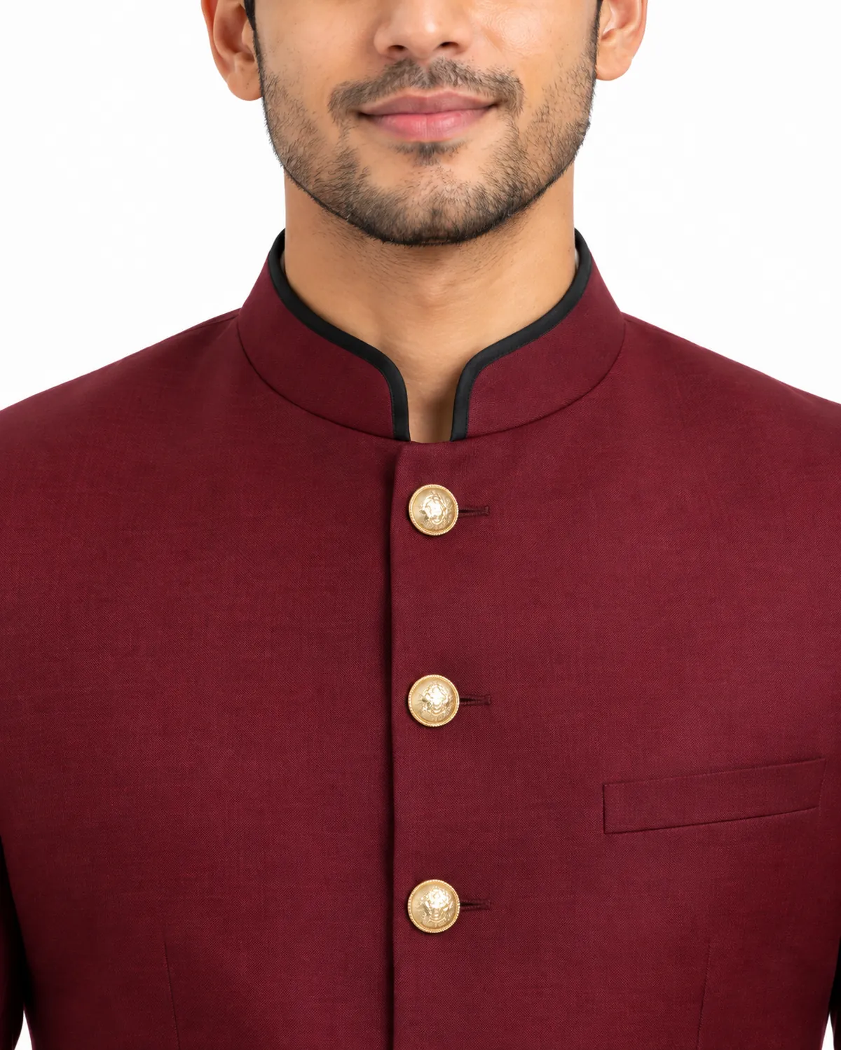 Mandarin Service Jacket uniform, Maroon, men's collar view, Cohorg