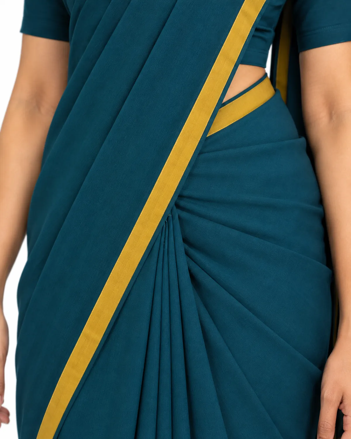 Guest Relations Saree uniform, Teal, women's feature view, Cohorg