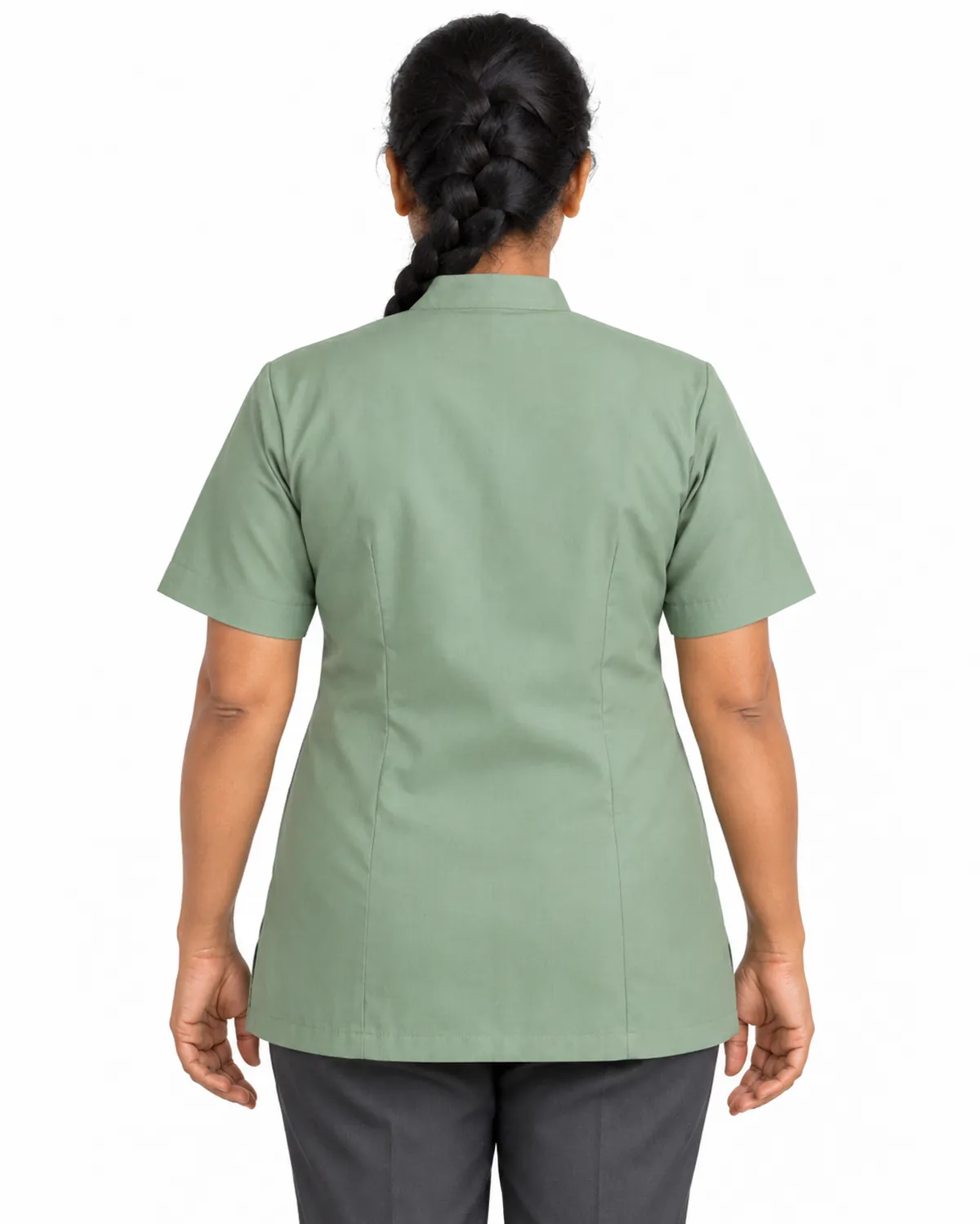 Housekeeping Tunic uniform, Sage Green, women's back view, Cohorg