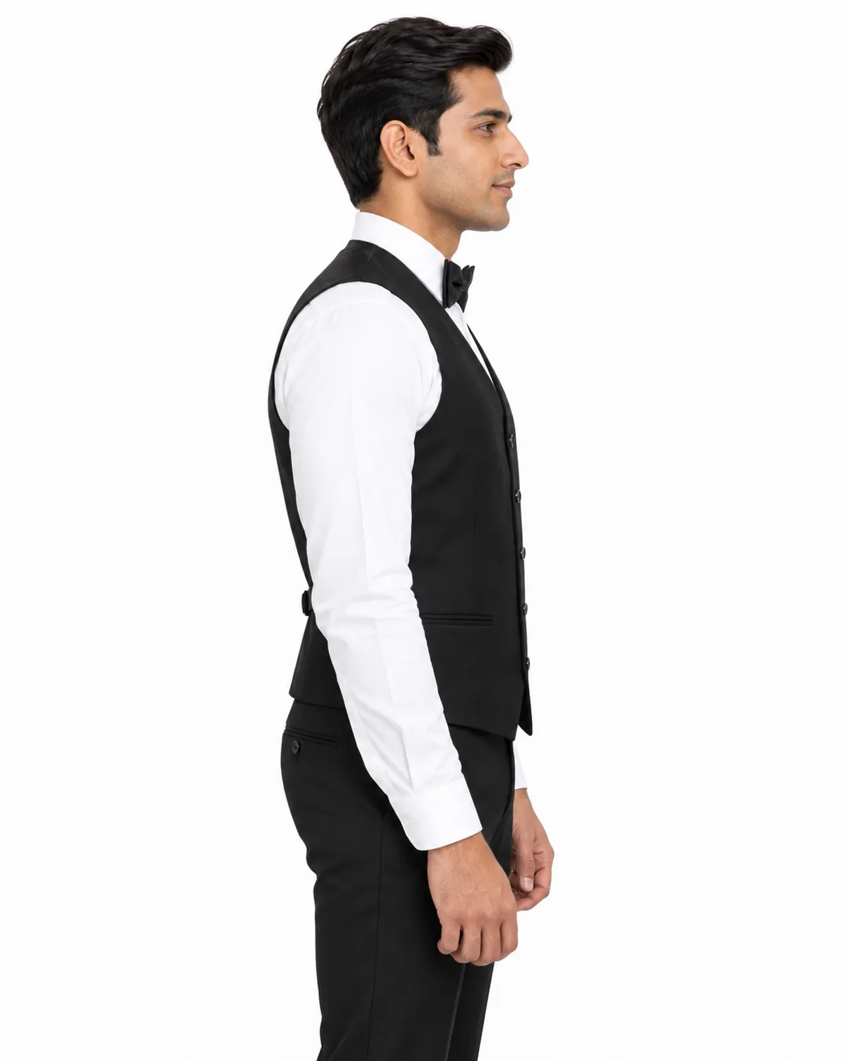 Banquet and Bar Waistcoat uniform, Black, men's side view, Cohorg