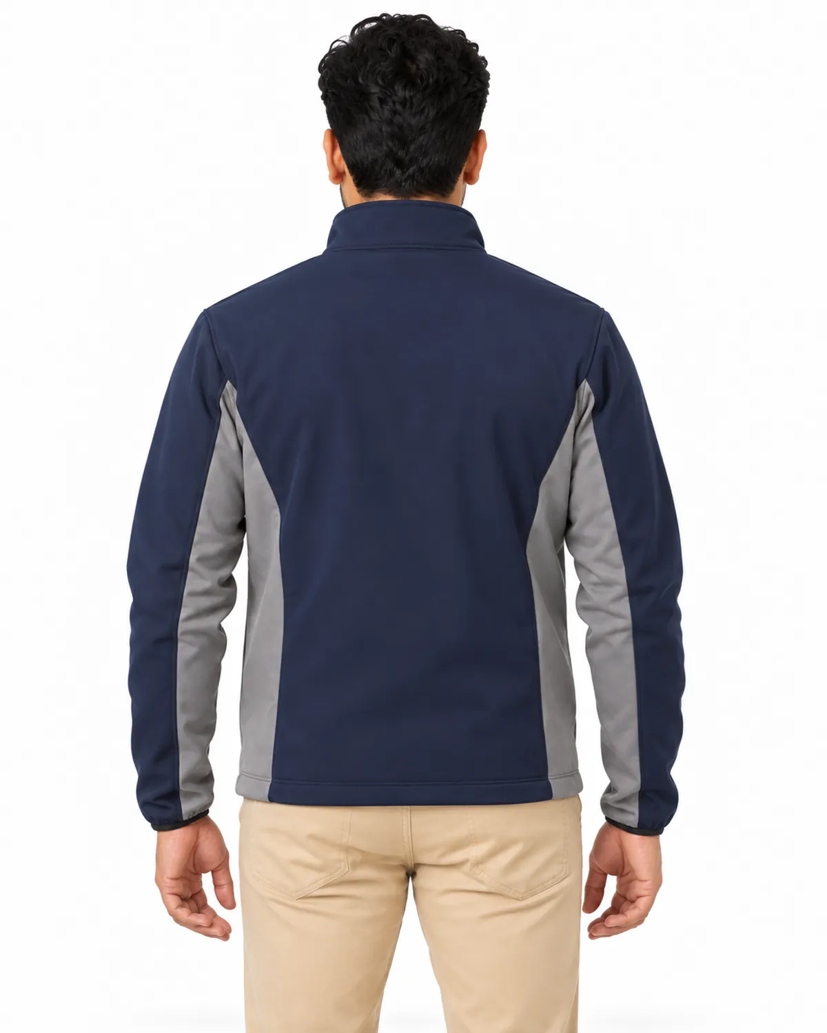 Softshell Jacket uniform, Navy Grey, men's back view, Cohorg