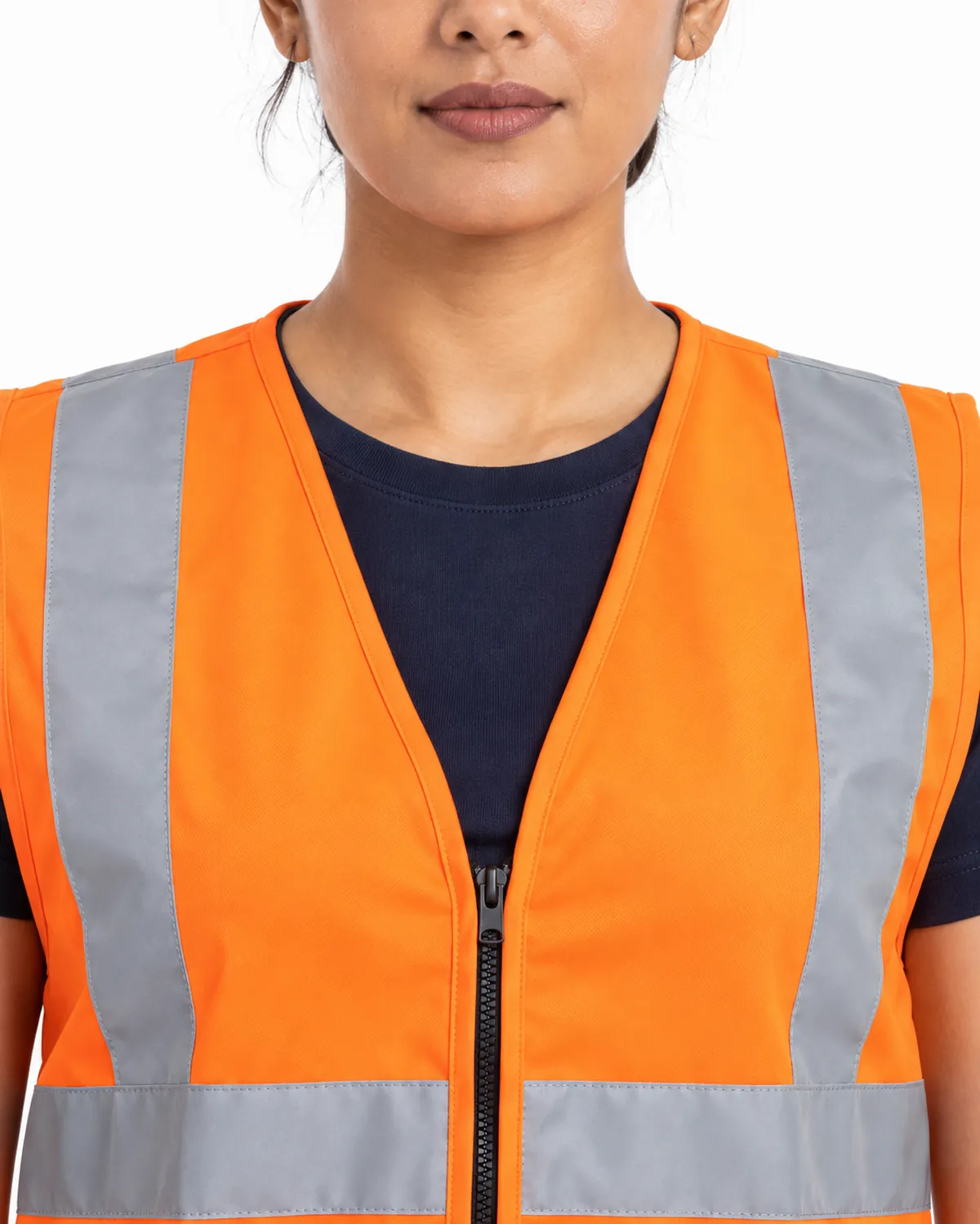 Hi-Vis Vest uniform, Orange, women's collar view, Cohorg