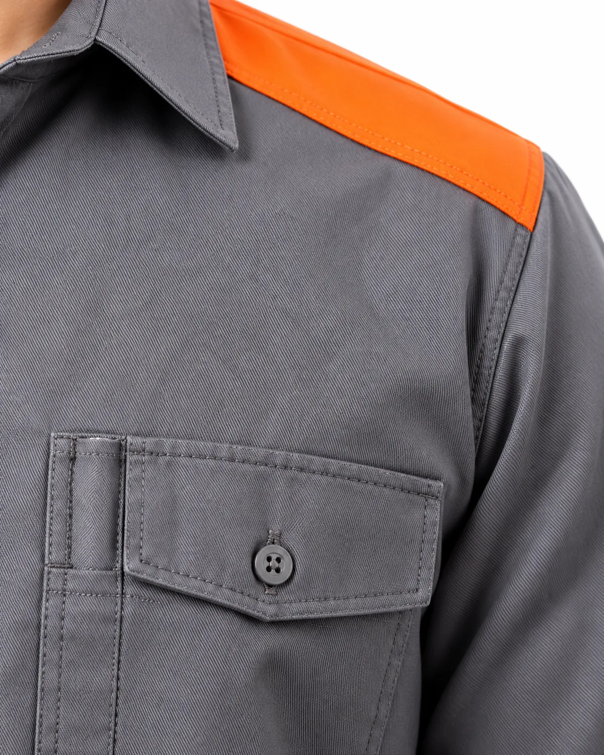 Two-Tone Work Shirt uniform, Grey Orange, men's feature view, Cohorg