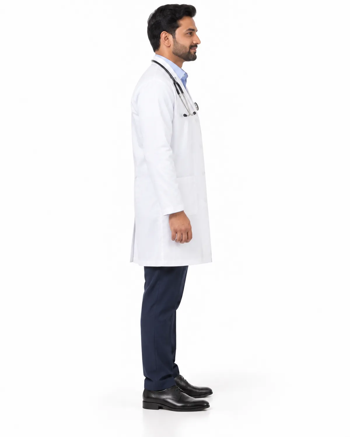 Lab Coat uniform, White, men's side view, Cohorg