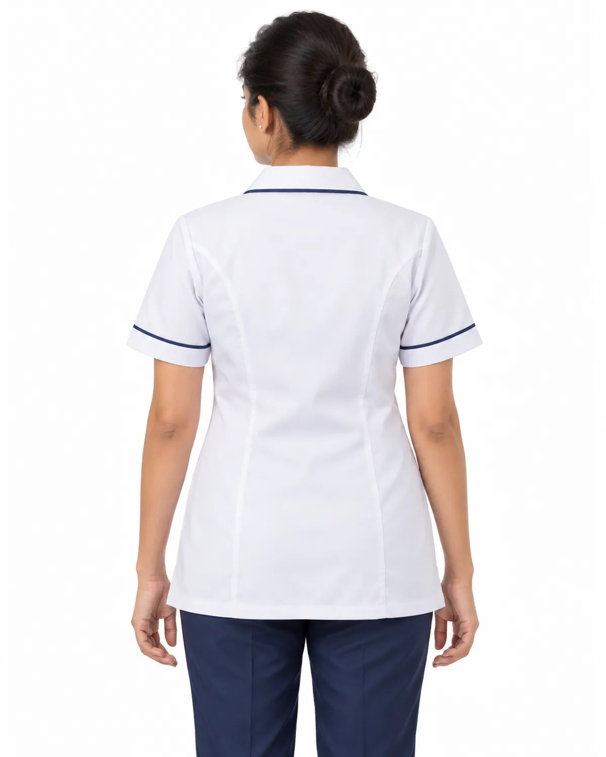 Nurse Tunic uniform, White Navy, women's back view, Cohorg