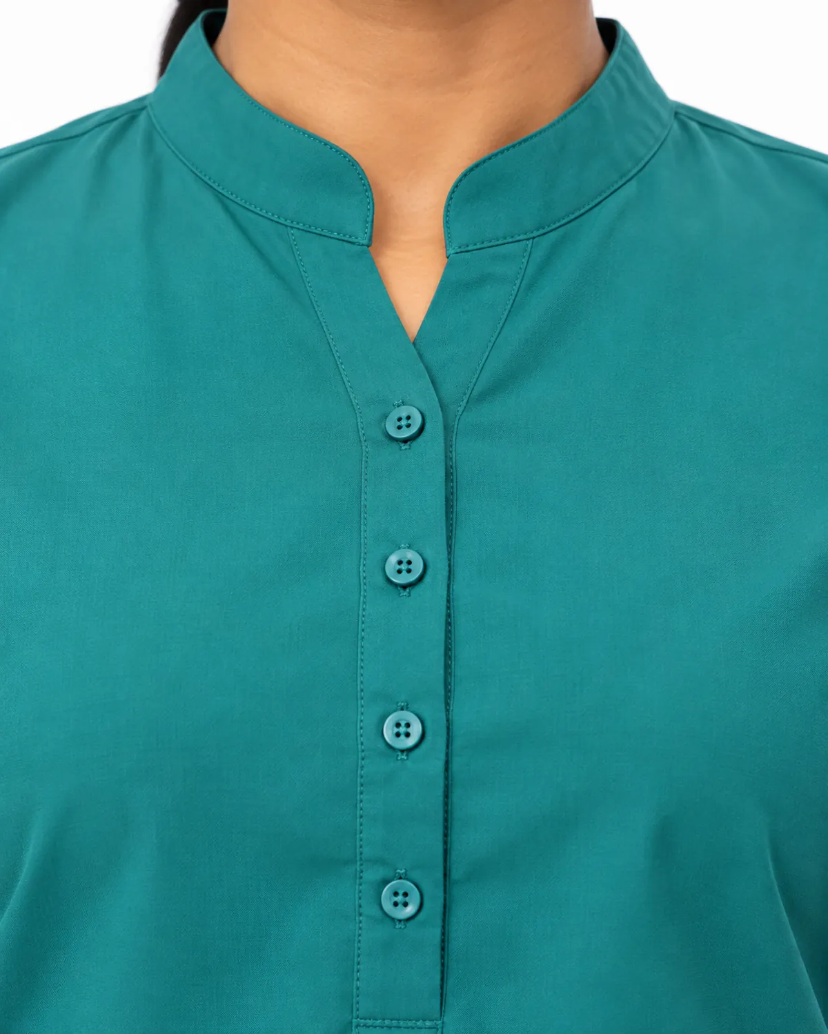 Mandarin Scrubs uniform, Teal, women's feature view, Cohorg