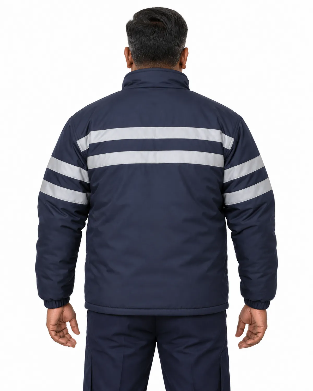 Padded Night Jacket uniform, Navy, men's back view, Cohorg