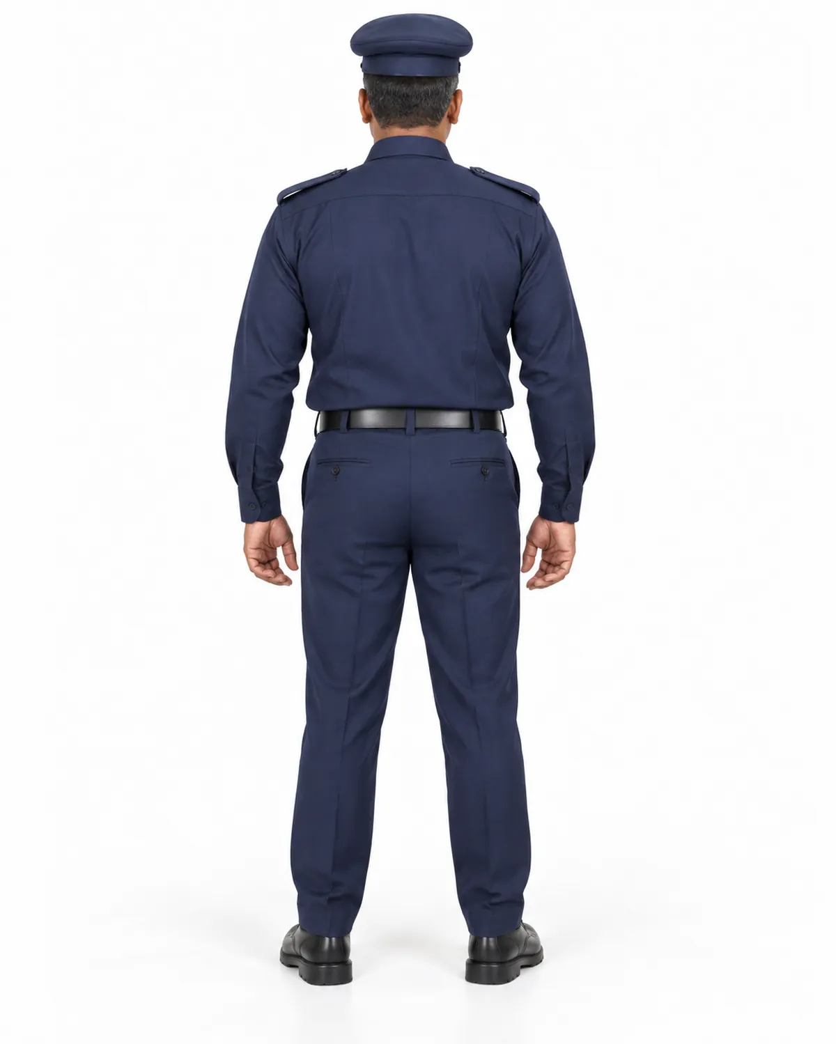 Security Uniform Shirt uniform, Navy, men's back view, Cohorg