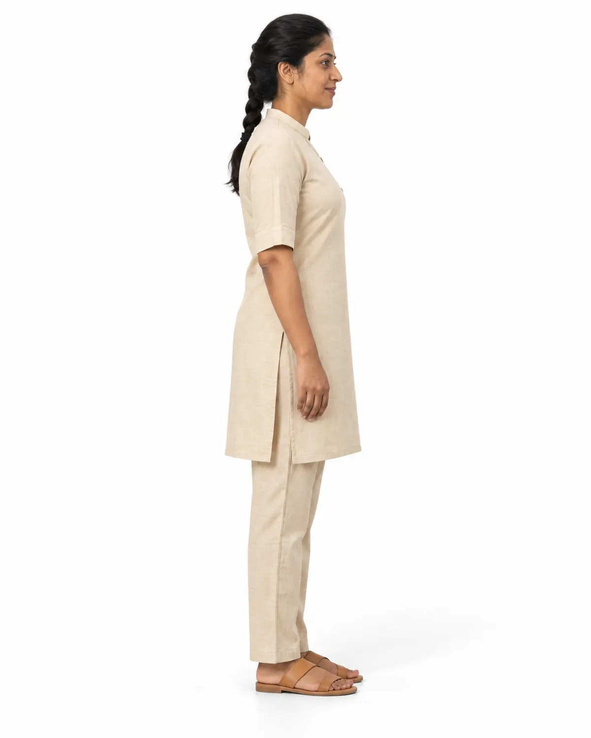Wellness Tunic uniform, Beige, women's side view, Cohorg