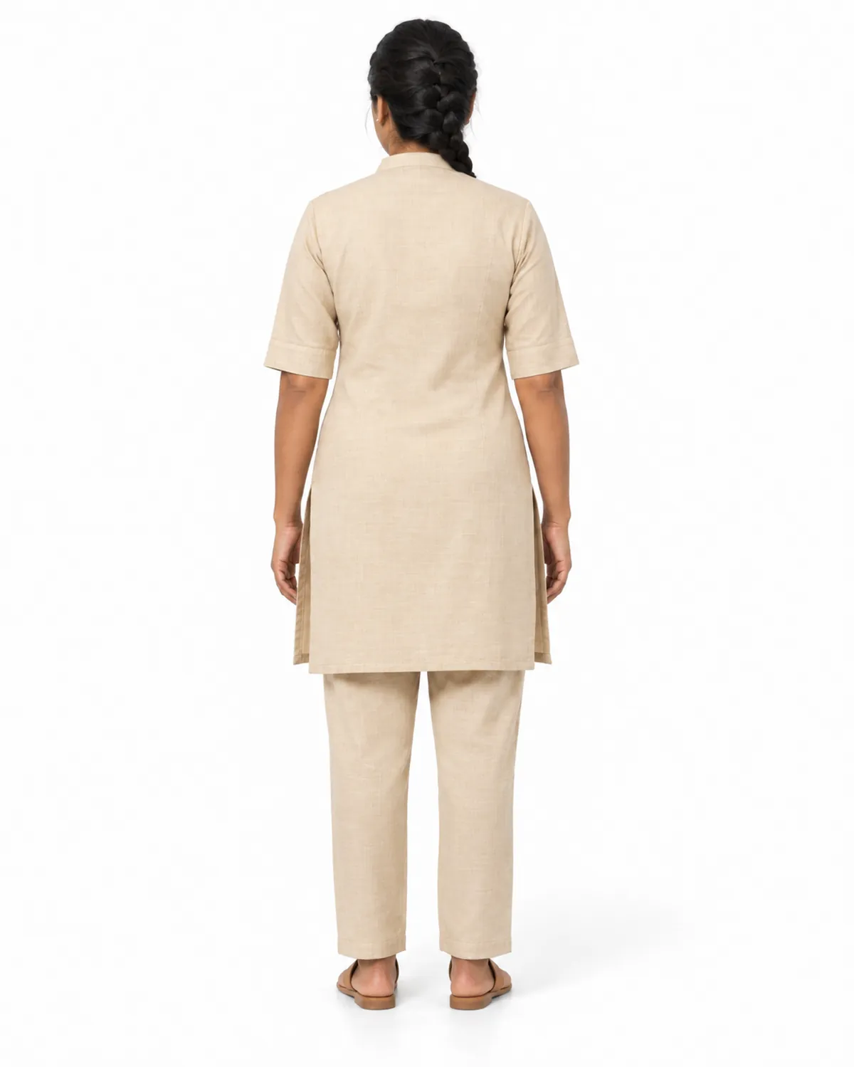 Wellness Tunic uniform, Beige, women's back view, Cohorg